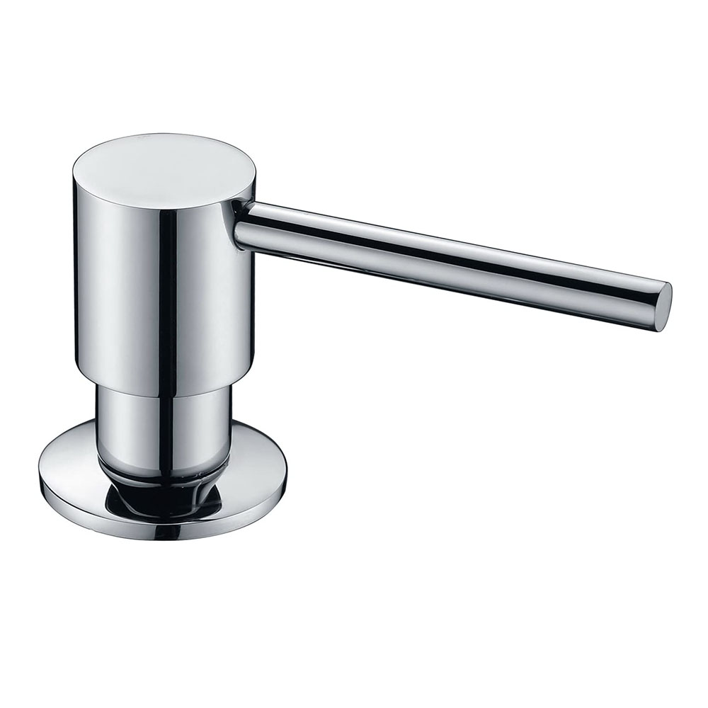 Dosificador de Gel para empotrar en encimera redondo CROMO brillo fabricado en LATÓN - Imagen 2