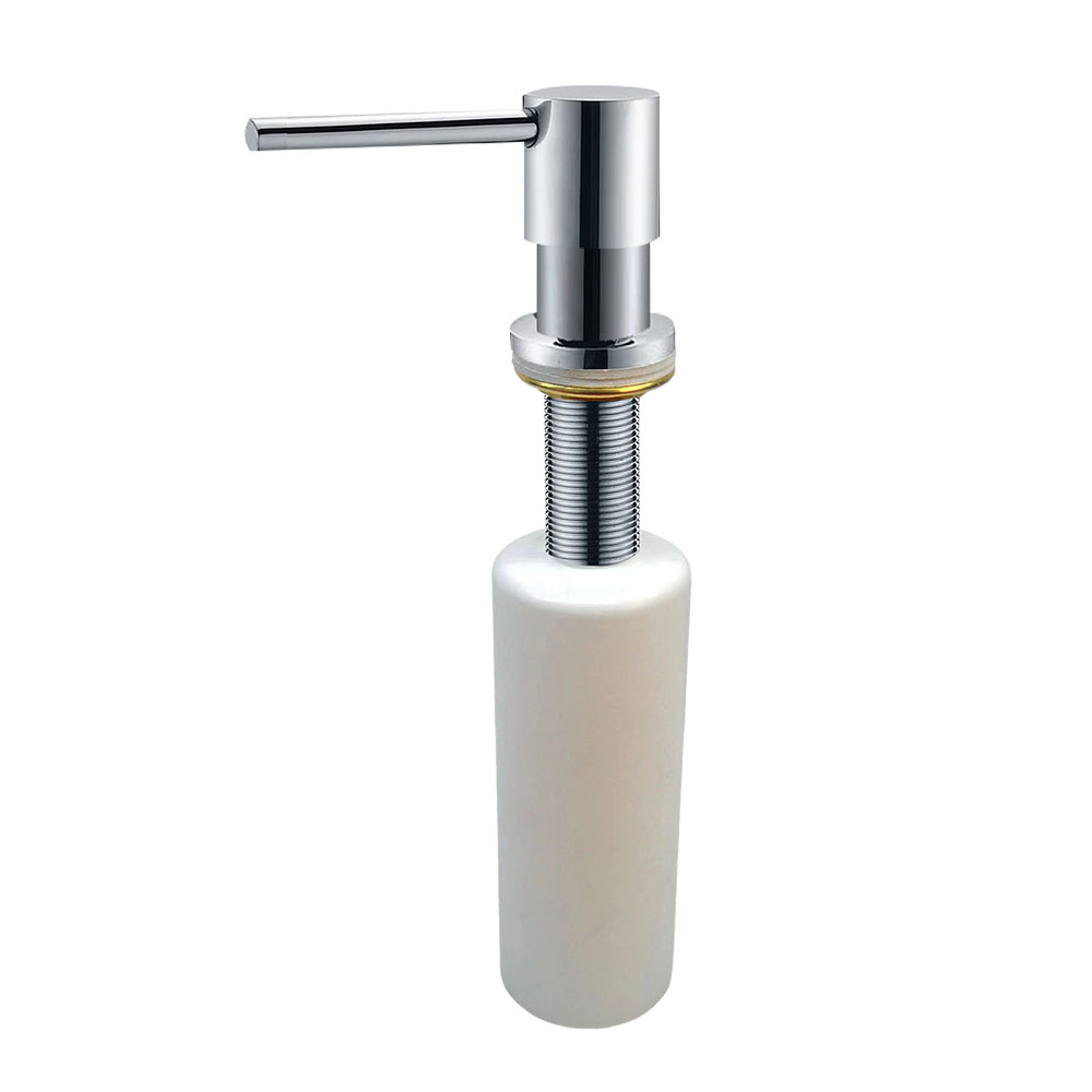 Dosificador de Gel para empotrar en encimera redondo CROMO brillo fabricado en LATÓN - Imagen 3