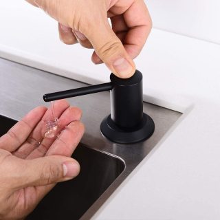 Dosificador de Gel para empotrar en encimera redondo NEGRO mate fabricado en LATÓN