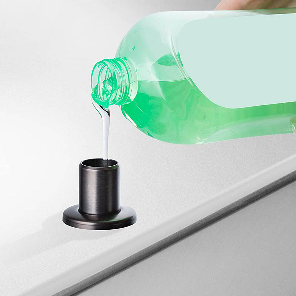 Dosificador de Gel para empotrar en encimera redondo NEGRO mate fabricado en LATÓN - Imagen 4