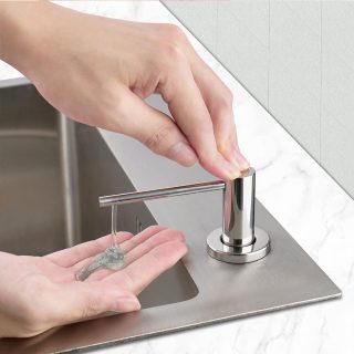 Dosificador de Gel para empotrar en encimera redondo NIQUEL cepillado