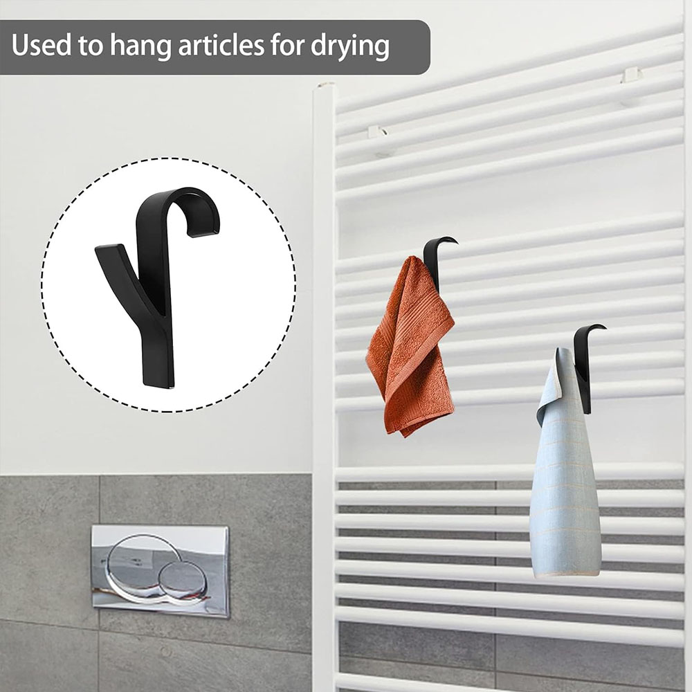 Pack 3 Ganchos Radiador Secatoallas NEGRO Mate ABS Resistentes - Imagen 2