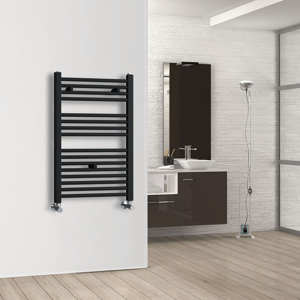 Secatoallas Radiador circuito calefacción de 80 cm x 50 cm NEGRO mate