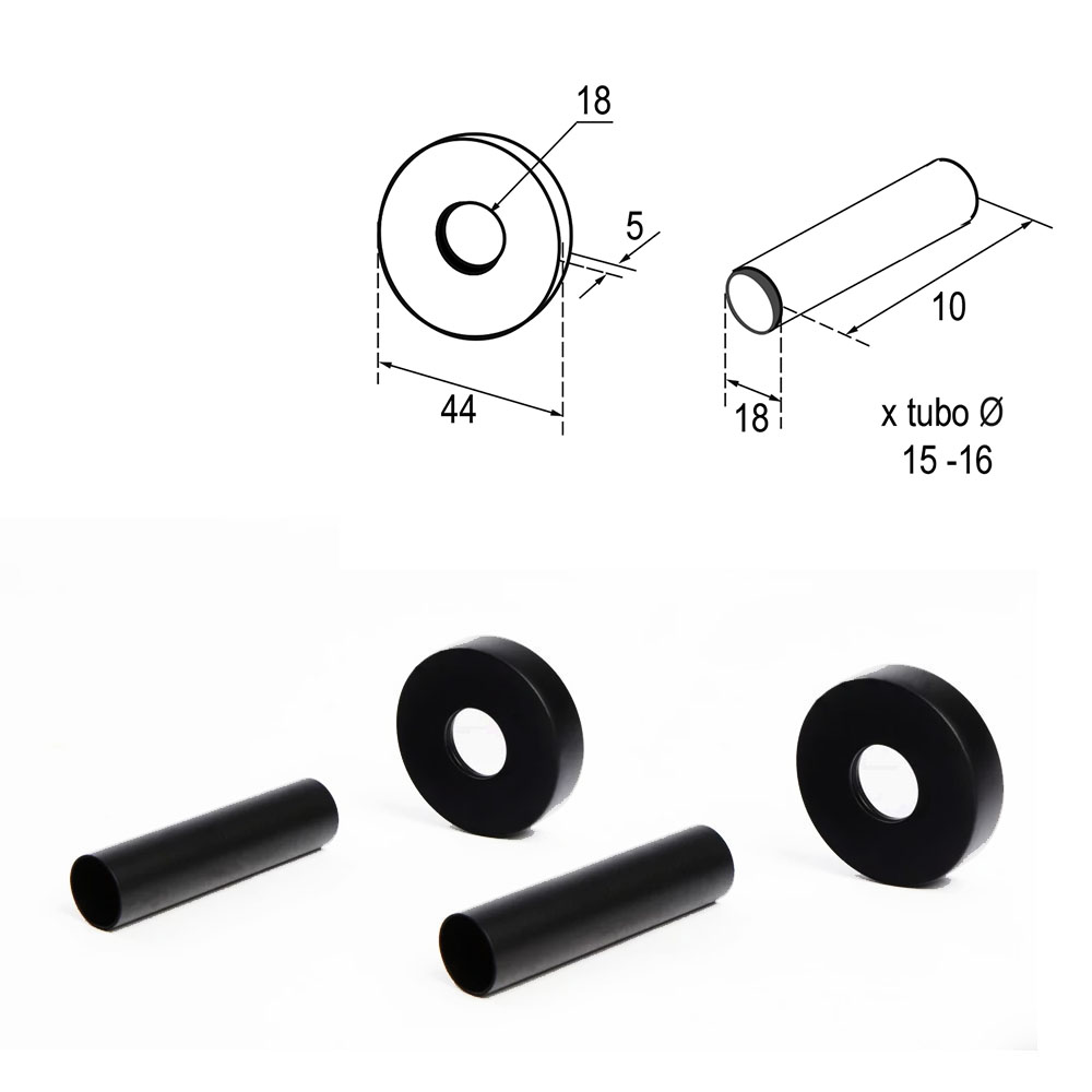 Kit Cubretubos SECATOALLAS redondo NEGRO mate - Imagen 3