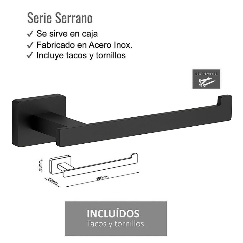 Recambio Portarrollos SERRANO negro mate - Imagen 2