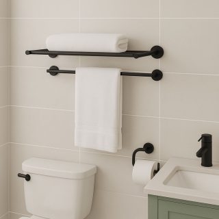 Toallero horizontal rectangular de 50 CM NEGRO MATE