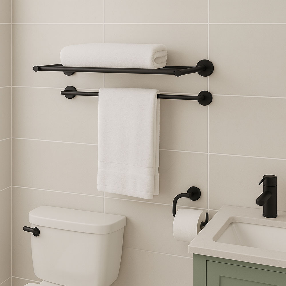 Toallero horizontal rectangular de 50 CM NEGRO MATE