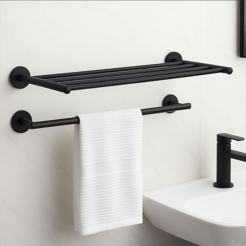 Toallero horizontal rectangular de 50 CM NEGRO MATE - Imagen 3