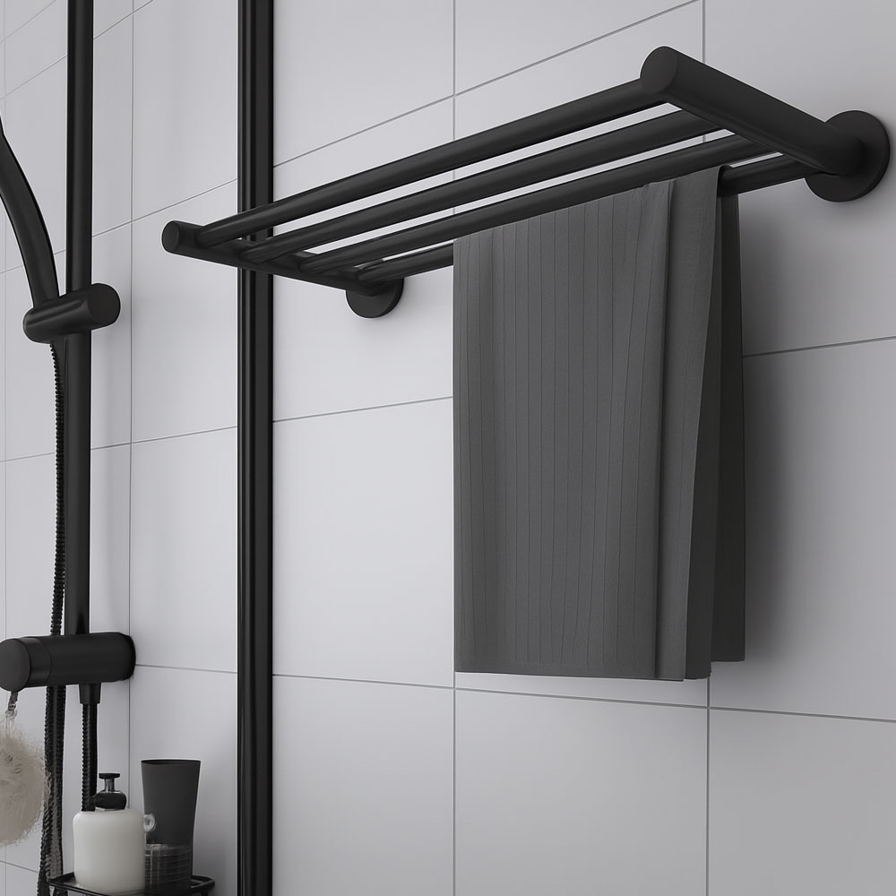 Toallero horizontal rectangular de 50 CM NEGRO MATE - Imagen 4