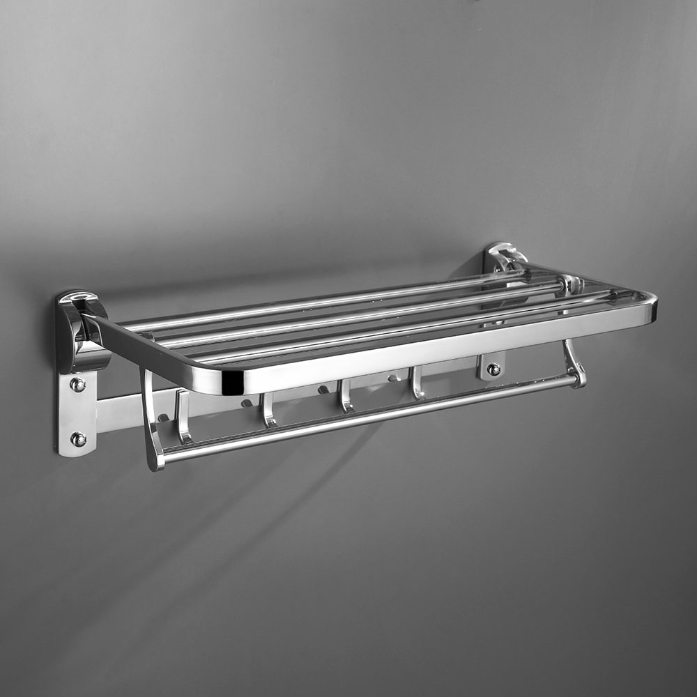 Toallero horizontal abatible de 55 cm CROMO brillo