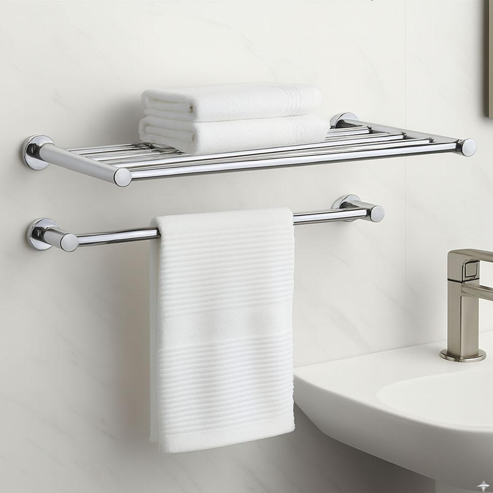 Toallero horizontal rectangular de 50 CM cromo brillo - Imagen 3