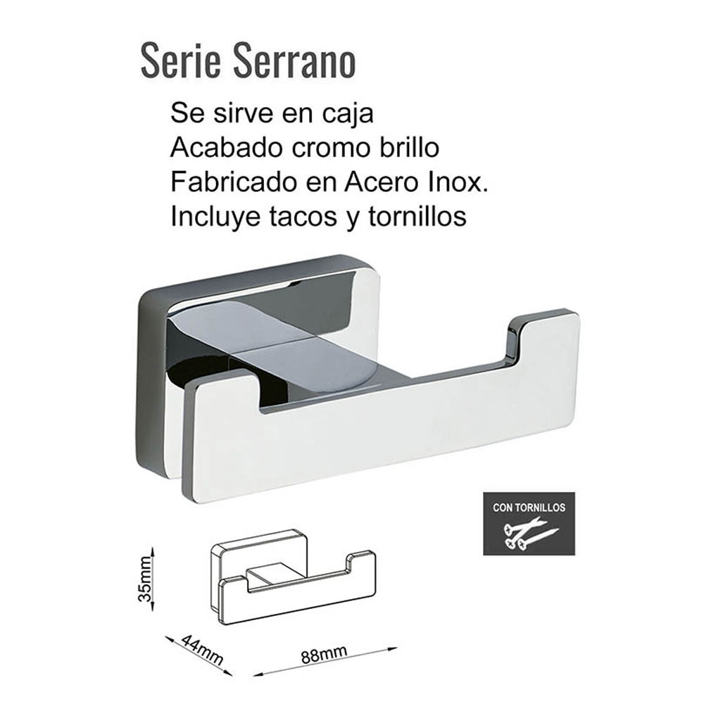 Percha SERRANO CROMO brillo - Imagen 2
