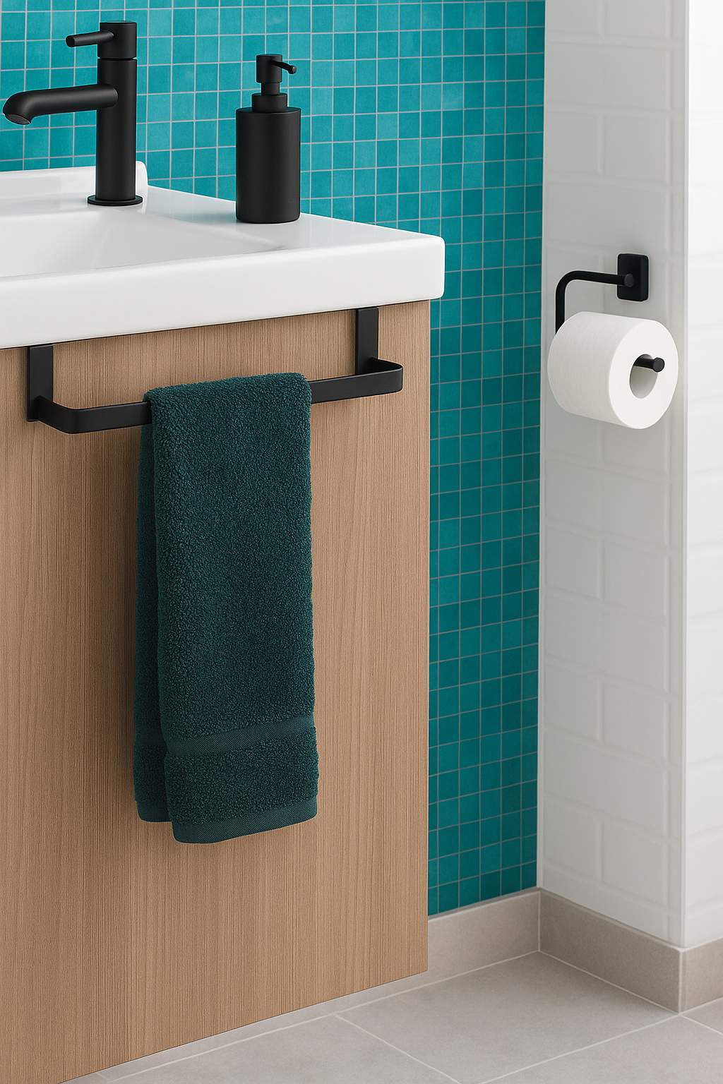 Toallero sin taladros de 29 cm NEGRO mate - Imagen 8