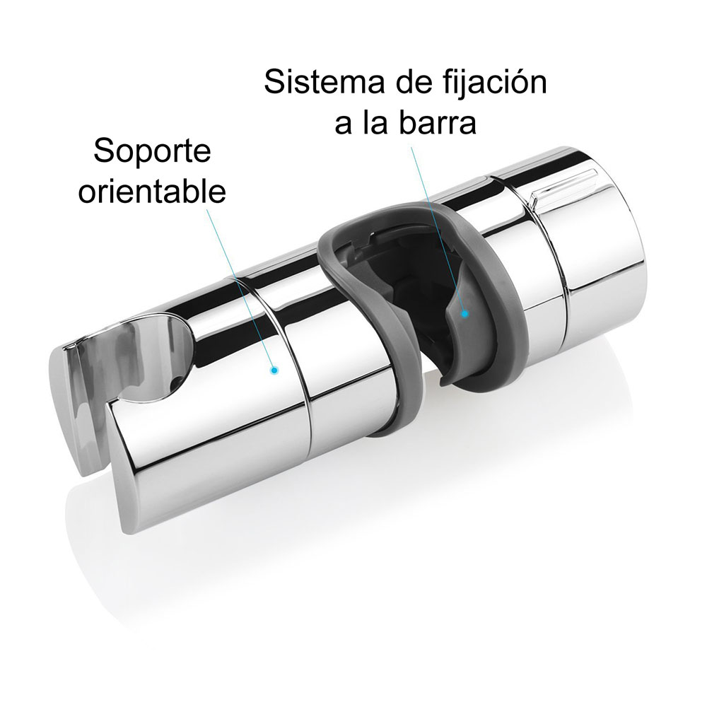 Soporte para barra de ducha ARAGONES redondo CROMO brillo fabricado en ABS - Imagen 9