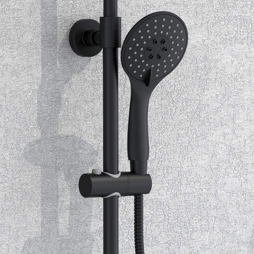 Soporte para barra de ducha redondo NEGRO mate fabricado en ABS - Imagen 4