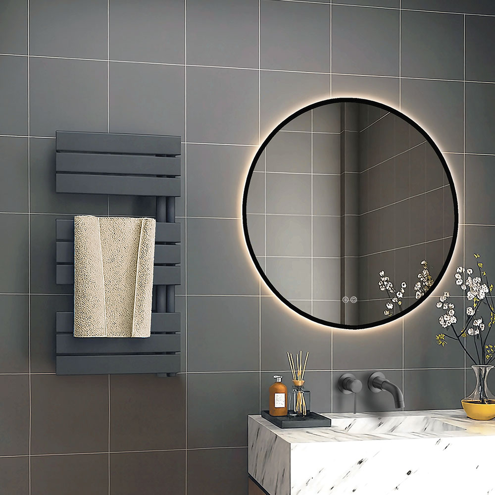 Espejo Led MOON 20W REDONDO PEFIL NEGRO de 80 cm espejo 6000K