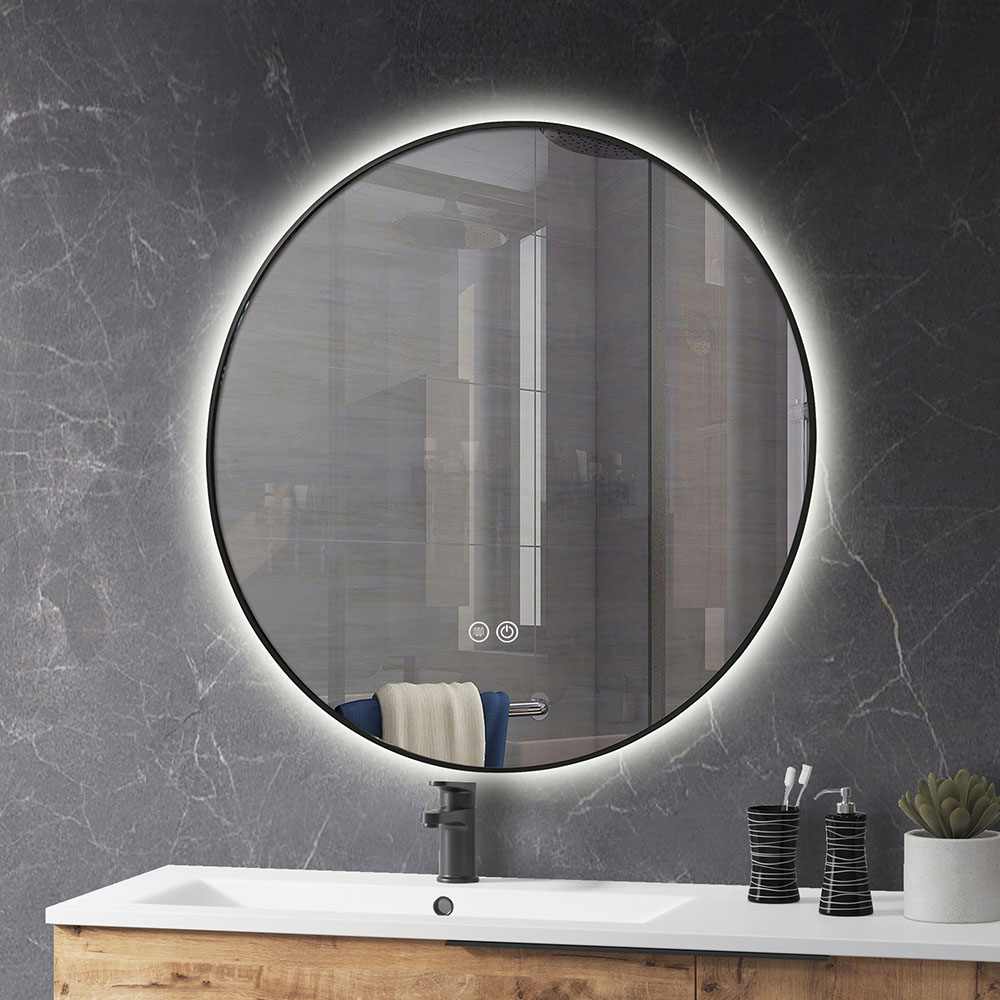 Espejo Led MOON 20W REDONDO PEFIL NEGRO de 80 cm espejo 6000K - Imagen 2