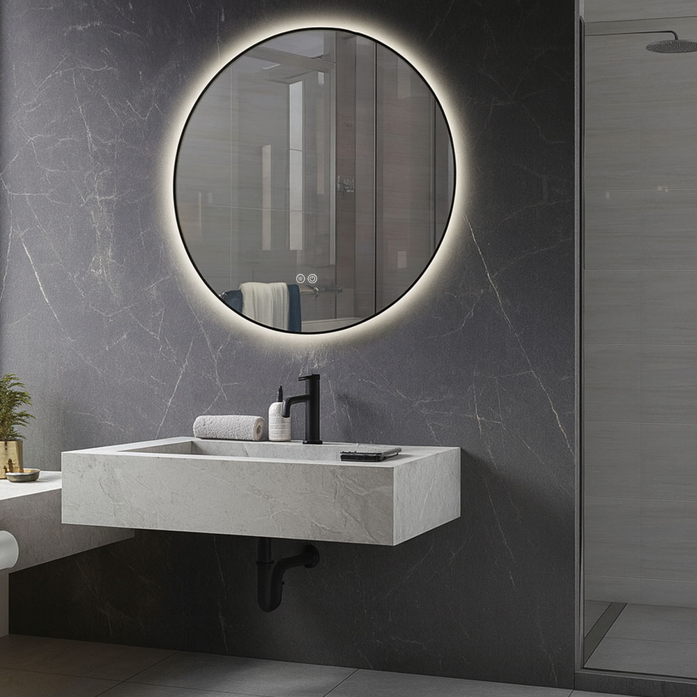 Espejo Led MOON 20W REDONDO PEFIL NEGRO de 80 cm espejo 6000K - Imagen 6