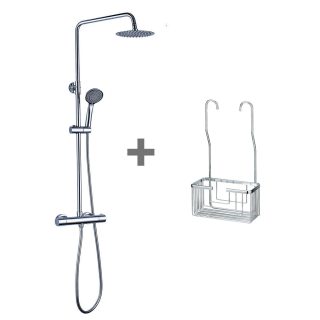 Pack columna y portagel termostático cuadrada NEGRO mate