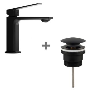 Pack grifo y clic clac monomando ATICA NEGRO mate