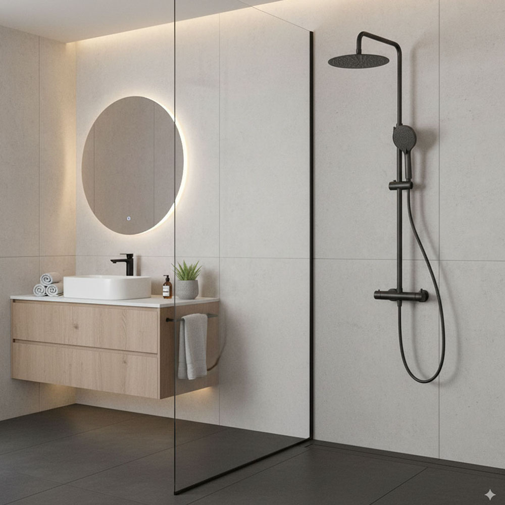 Pack columna y grifo monomando REYES GUN METAL mate - Imagen 4