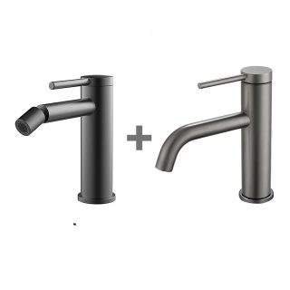 Pack grifo de lavabo y grifo de bidet REYES GUN METAL mate