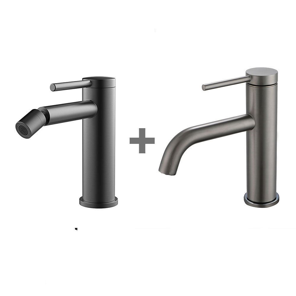 Pack grifo de lavabo y grifo de bidet REYES GUN METAL mate