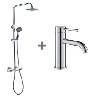 Pack columna y grifo monomando ZUÑIGA CROMO brillo