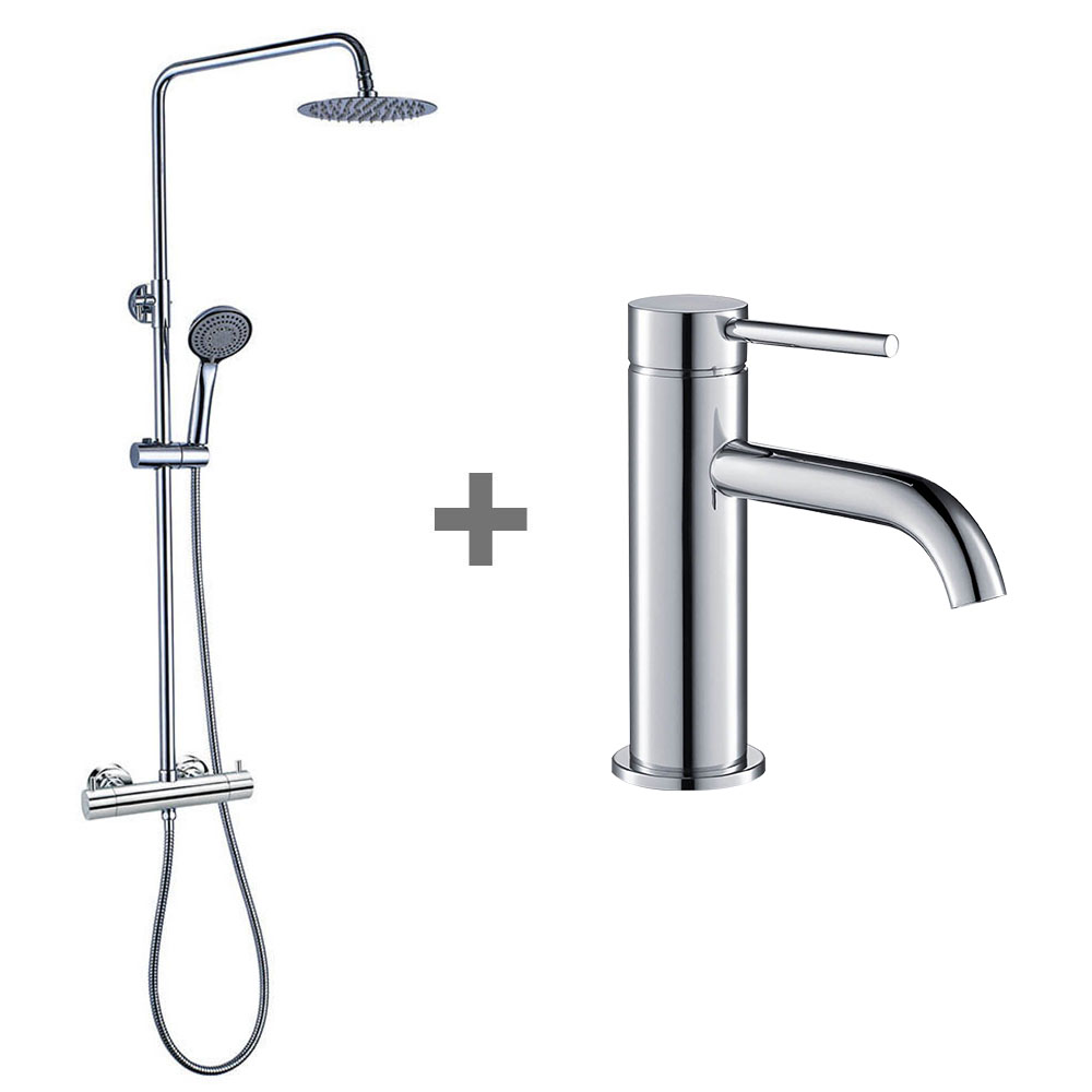 Pack columna y grifo monomando ZUÑIGA CROMO brillo