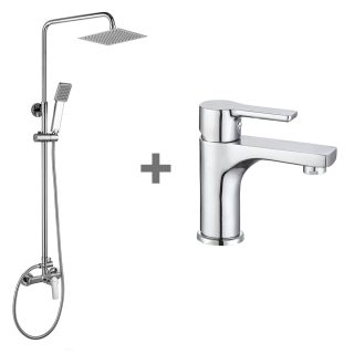 Pack columna y grifo monomando PINEDA CROMO brillo