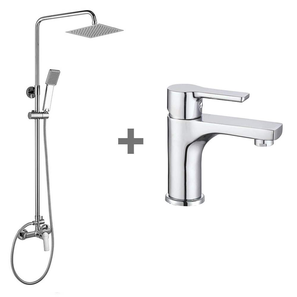 Pack columna y grifo monomando PINEDA CROMO brillo