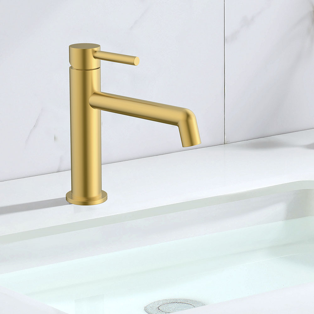 Pack columna y grifo Lavabo monomando ORO oro cepillado - Imagen 3